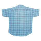WOOLRICH Mens Blue Check Shirt XL Casual Cotton Blend Summer Short Sleeve