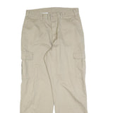 DICKIES Mens Cotton Blend Beige Relaxed Cargo Trousers W34 L34 Zip Closure