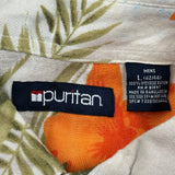 Puritan Floral Hawaiian Shirt - Large Beige Viscose