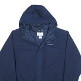 COLUMBIA Mens Blue Navy Outdoor Jacket 2XL Cotton Blend Zip Hooded Casual