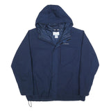 COLUMBIA Mens Blue Navy Outdoor Jacket 2XL Cotton Blend Zip Hooded Casual