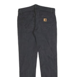 CARHARTT Mens Cotton Blend Black Slim Straight Trousers W32 L32 Workwear Zip