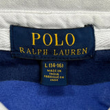 Age 14-16 Ralph Lauren Striped Rugby Shirt - Large Blue Cotton