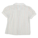 MARC JACOBS Womens Blue Striped Shirt Short Sleeve Button Neck S Cotton