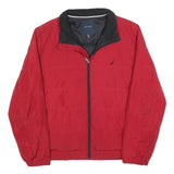 NAUTICA Mens Red Classic Jacket L Polyester Plain Zip Closure
