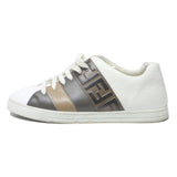 FENDI Logo Stripe Mens Sneaker Leather UK 7 Designer Luxury Casual Footwear