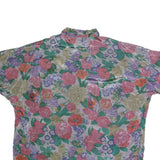 Womens Multicolour Floral Printed Shirt Short Sleeve Collar XL Lightweight