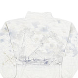 Mens White Cotton Blend Panama City Beach Pullover Sweatshirt XL Nautical Design