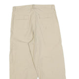 FRANTICO Womens Cotton Blend Beige Relaxed Wide-Leg Trousers W34 L27 Casual Zip