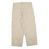 FRANTICO Womens Cotton Blend Beige Relaxed Wide-Leg Trousers W34 L27 Casual Zip