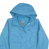 JACK WOLFSKIN Womens Blue Outdoor Jacket S Polyester Blend Plain Hooded Zip
