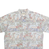 COOKE STREET Mens Grey Pattern L Cotton Short Sleeve Casual Shirt Relaxed Fit