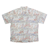 COOKE STREET Mens Grey Pattern L Cotton Short Sleeve Casual Shirt Relaxed Fit