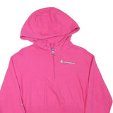 CHAMPION Womens Pink Pullover Hoodie L Cropped ¼ Zip Long Sleeve