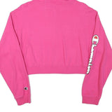 CHAMPION Womens Pink Pullover Hoodie L Cropped ¼ Zip Long Sleeve