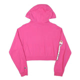 CHAMPION Womens Pink Pullover Hoodie L Cropped ¼ Zip Long Sleeve