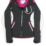 Womens Black & White Sporty Jacket M Polyester Blend Zip Hooded Stylish Fit
