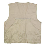 OZARK TRAIL Mens Beige Cotton Zip Vest XL Woven Utility Outdoor Pocket