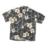 GEORGE Mens Black & Cream Floral Rayon Shirt L Summer Casual Hawaiian