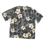 GEORGE Mens Black & Cream Floral Rayon Shirt L Summer Casual Hawaiian