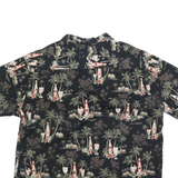 ST JOHNS BAY Mens Black Cotton 2XL Hawaiian Shirt Tropical Print Relaxed Fit