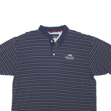 TOMMY HILFIGER Mens Blue Striped Short Sleeve Polo Shirt XL Cotton Jersey Band