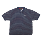 TOMMY HILFIGER Mens Blue Striped Short Sleeve Polo Shirt XL Cotton Jersey Band