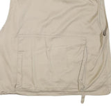 Mens Beige Cotton Blend Zip Up Utility Jacket L Multi Pocket Sleeveless Casual