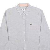 LACOSTE Mens White & Blue Checked Shirt M Button Down Collar Long Sleeve Cotton