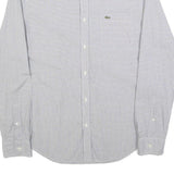 LACOSTE Mens White & Blue Checked Shirt M Button Down Collar Long Sleeve Cotton