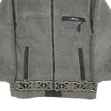 WIKLAND Mens Grey Quilted Synthetic Zip Jacket L Fleece Patterned Hem Outdoor