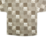 BLUE JEANS Mens Beige & Brown Check Short Sleeve Polo Shirt M Casual