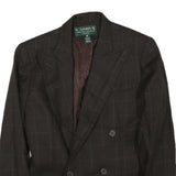 LAUREN RALPH LAUREN Womens Brown & Maroon Double Breasted Jacket S Cotton Blend