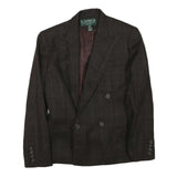 LAUREN RALPH LAUREN Womens Brown & Maroon Double Breasted Jacket S Cotton Blend
