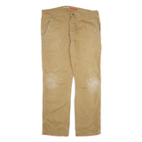 DICKIES Mens Cotton Beige Regular Straight Trousers W38 L32 Workwear Zip Closure