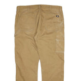DICKIES Mens Cotton Beige Regular Straight Trousers W38 L32 Workwear Zip Closure