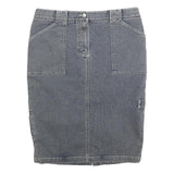 ELIE TAHARI Womens Grey Denim Mini Skirt Cotton Blend Comfortable Casual Pockets
