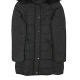 H&M Womens Black Puffer Jacket UK 6 Polyester Blend Zip Hooded Quilted Warm