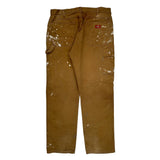 Painted Dickies Carpenter Pants - 36W 32L Brown Cotton