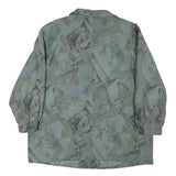 Womens Blue Grey Abstract Pattern Button Jacket XL Polyester Blend Casual