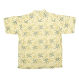 ROUTE 66 Mens Cream & Green Palm Print Hawaiian Shirt L Casual Summer Cotton
