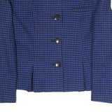 JEAN ST LOUIS Womens Blue & Black Houndstooth Coach Jacket L Polyester Blend