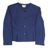 JEAN ST LOUIS Womens Blue & Black Houndstooth Coach Jacket L Polyester Blend