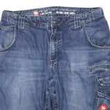 ENGELBERT STRAUSS Mens Denim Blue Cargo Shorts XL W32 Casual Workwear
