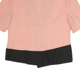 Womens Pink & Black Button Polyester Blend Jacket L Short Sleeve Colourblock