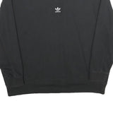 ADIDAS Womens Black Crew Neck UK 12 Sweatshirt Cotton Blend Casual Pullover