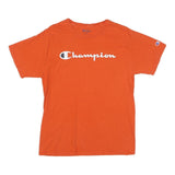 CHAMPION Mens Orange Logo Graphic T-Shirt M Short Sleeve Crew Neck Cotton Blend
