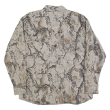 Mens Beige & Grey Cotton Long Sleeve Shirt M Outdoor Camouflage Button Pocket