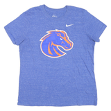 NIKE Womens Blue & Orange Boise State Broncos Graphic T-Shirt S Crew Neck Short