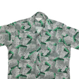 BRAIR HOUSE Mens Green & Black Graphic Abstract Polyester Blend Shirt XL Button